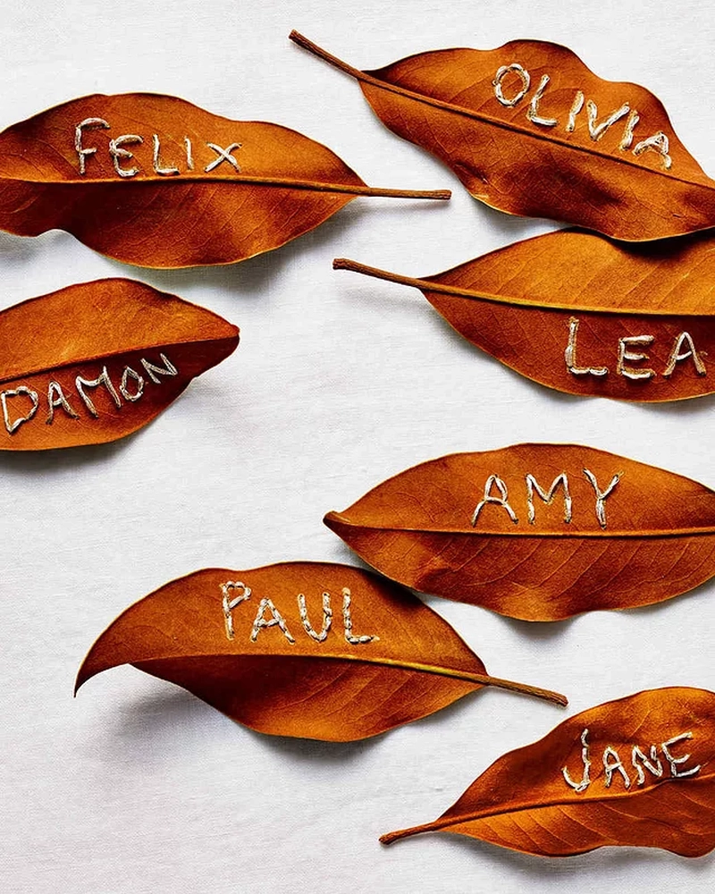 DIY Embroidered Leaf Place Cards