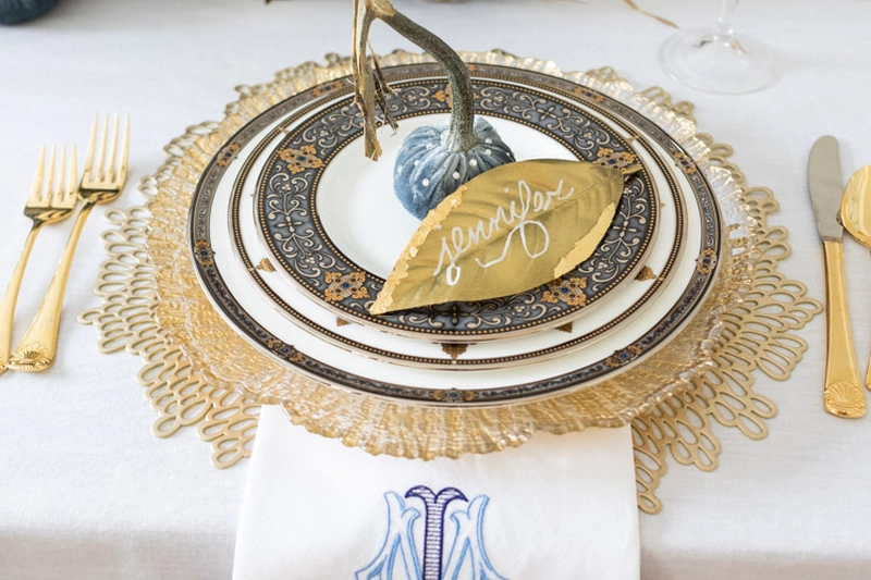 DIY Gold Leaf Place Card for Thanksgiving 