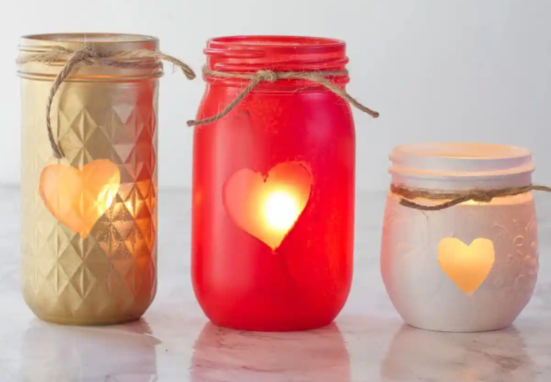 Painted Mason Jar Votive Holders for Christmas 