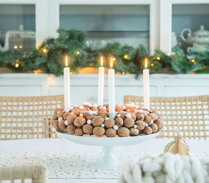 Walnut Wreath Advent Centerpiece