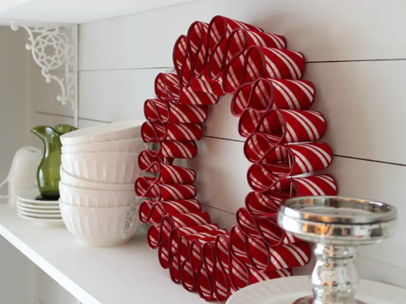 Ribbon Candy christmas Wreath 