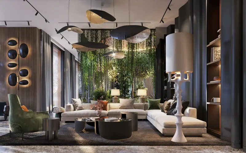 Black and Green in interior design trends 2022