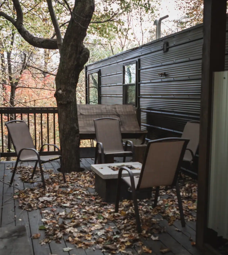 Box Treehouse Airbnb Rental in Ohio is made of Shipping Container