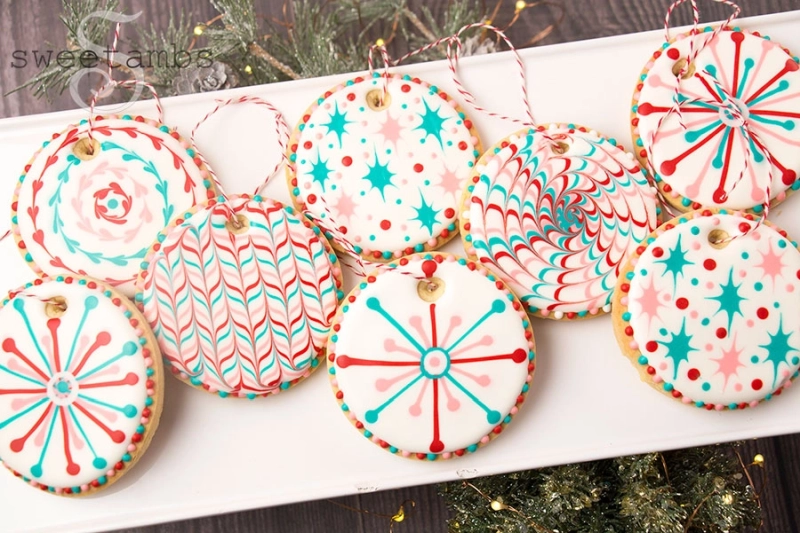 Christmas tree Ornaments with colorful cookies