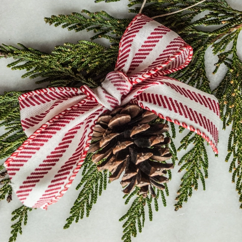 Simple pine cone & bow ornaments