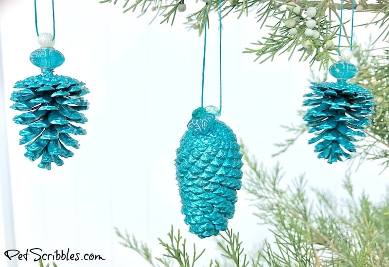  teal pine cone ornament craft