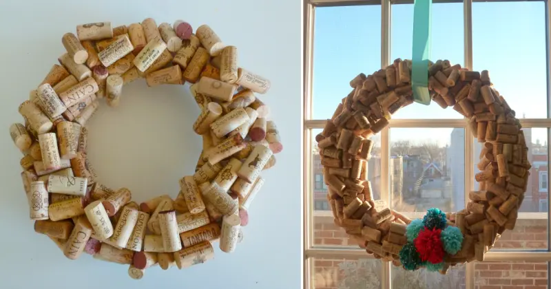 christmas wreath made from wine corks 