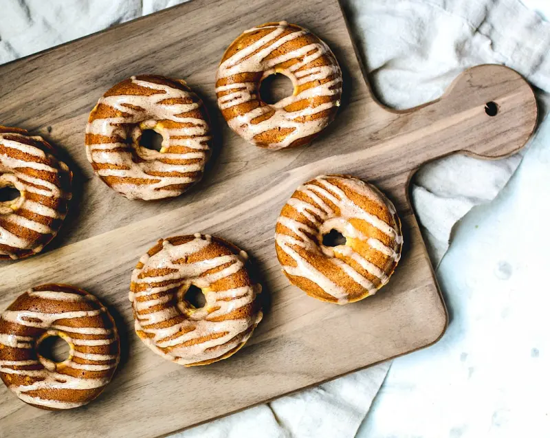 Baked Eggnog Doughnuts with Cinnamon Glaze