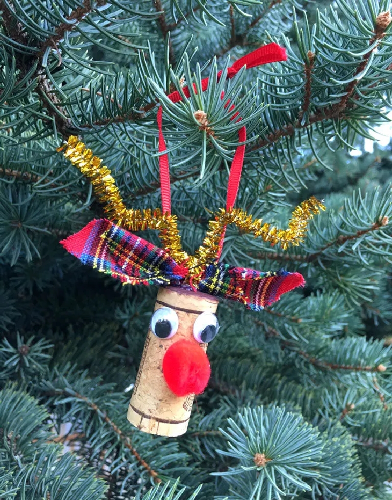 Rudolph Reindeer Wine Cork Craft Ornament