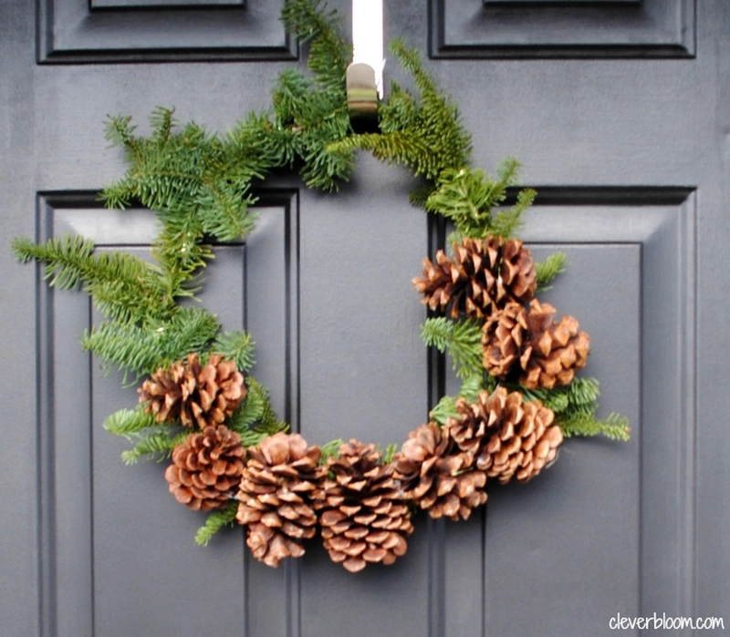 Christmas wreath with pine cones and foliage