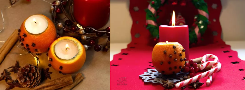 Orange Festive Tea Light Candle Holders for Christmas 