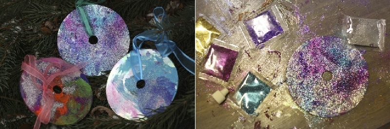 Paint and Glitter CD Ornament