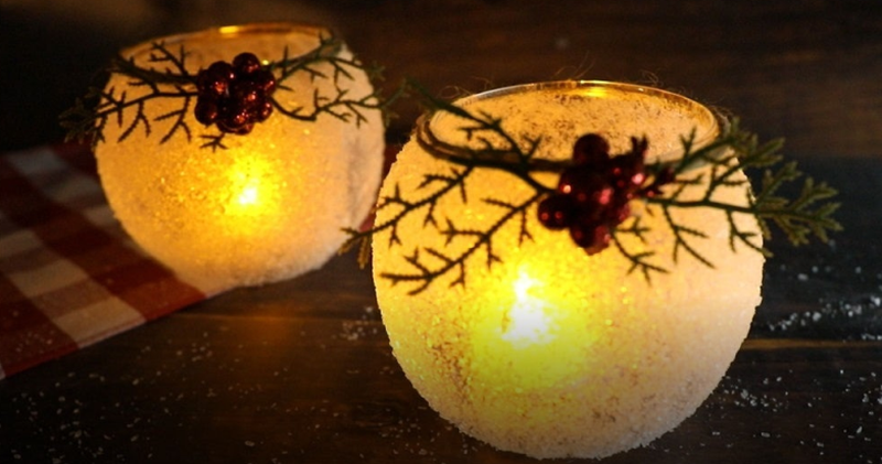 Snowy Frosted Candle Holders