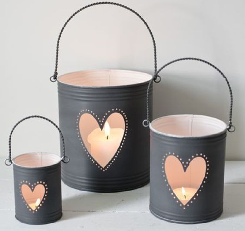 old Tin Can reused as Candle Holder