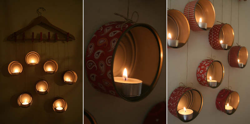 Hanging Tin Can Candle Holder