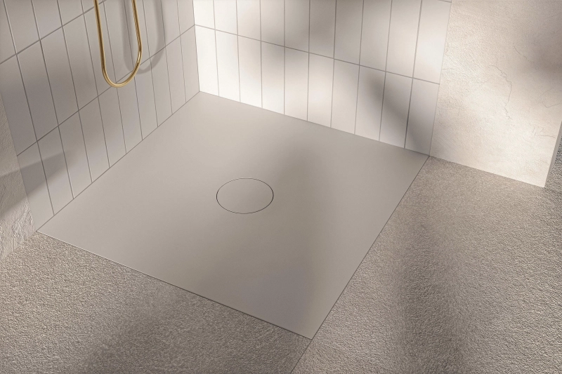 BetteAir Glazed Titanium Steel Shower Tray Sits Flush with Bathroom Floor