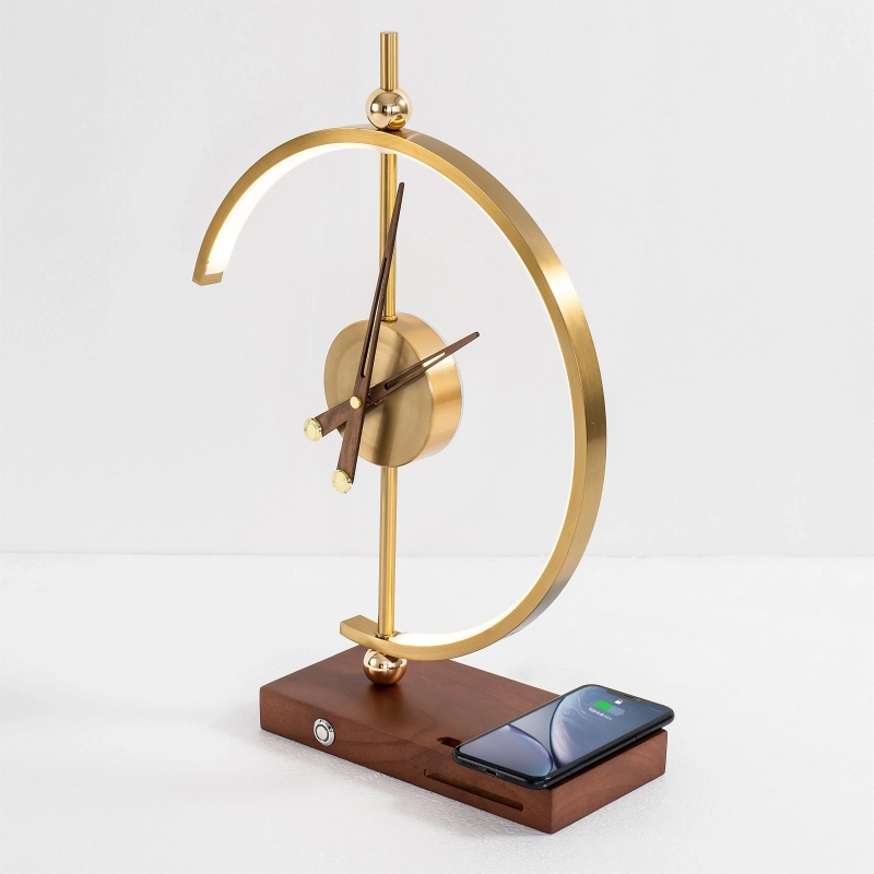 This Unique Table Lamp also Functions as Clock and Wireless Charger