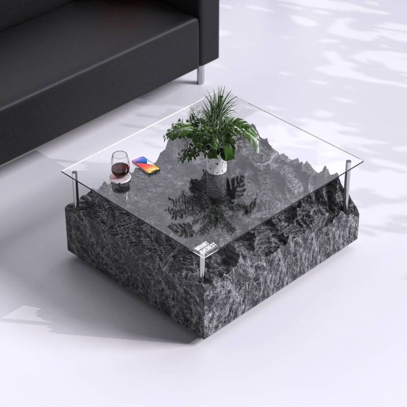 Charles Birk Makes Topographic Coffee Table from Recycled Plastic