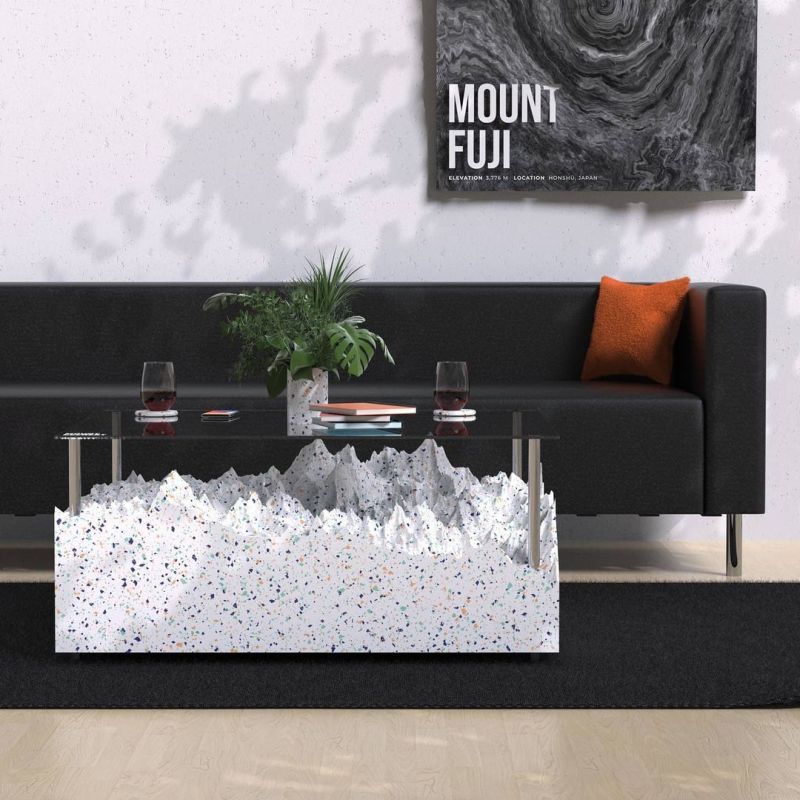 Charles Birk Makes Topographic Coffee Table from Recycled Plastic