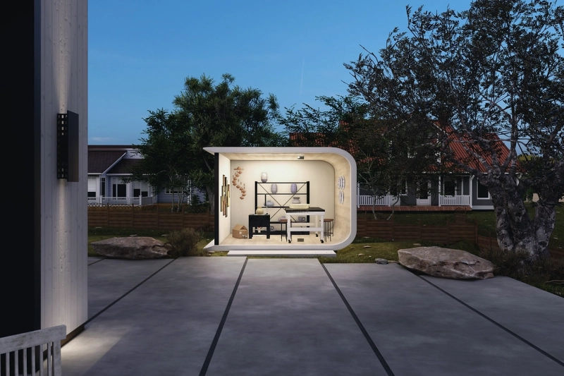 Azure Backyard Studios are 3D Printed from Recycled Plastic - home office