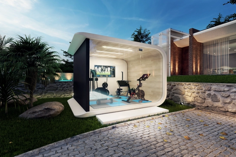 Azure Backyard Studios are 3D Printed from Recycled Plastic - use as a gym