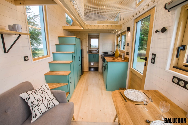 Kalzenning Tiny Touse on Wheels by Baluchon has Two Loft Bedrooms floor plan 