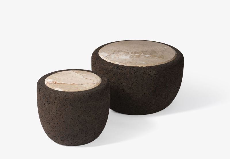 MAGMA Coffee Table by DAM is Made of Natural Cork and Stone