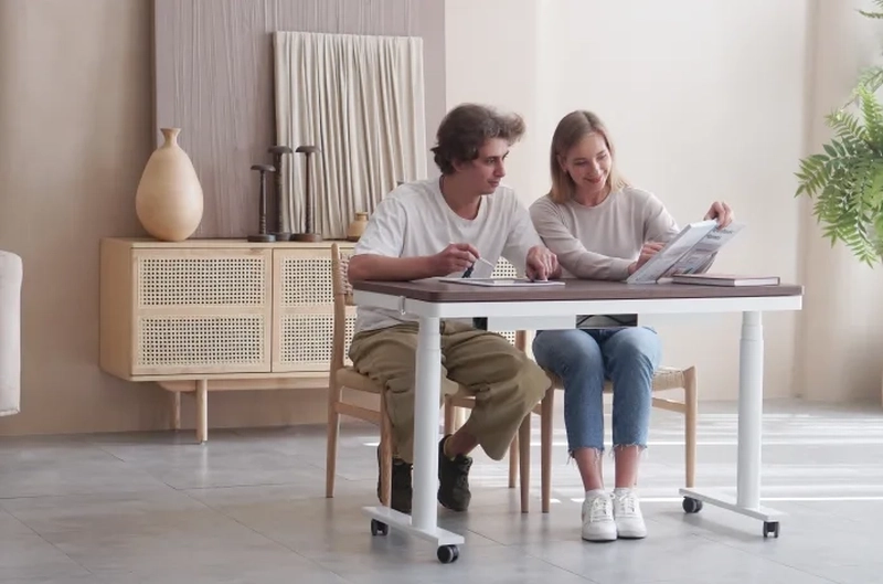 This Standing Desk by Oselem Design has Built-in Charging Facilities, Storage Drawer