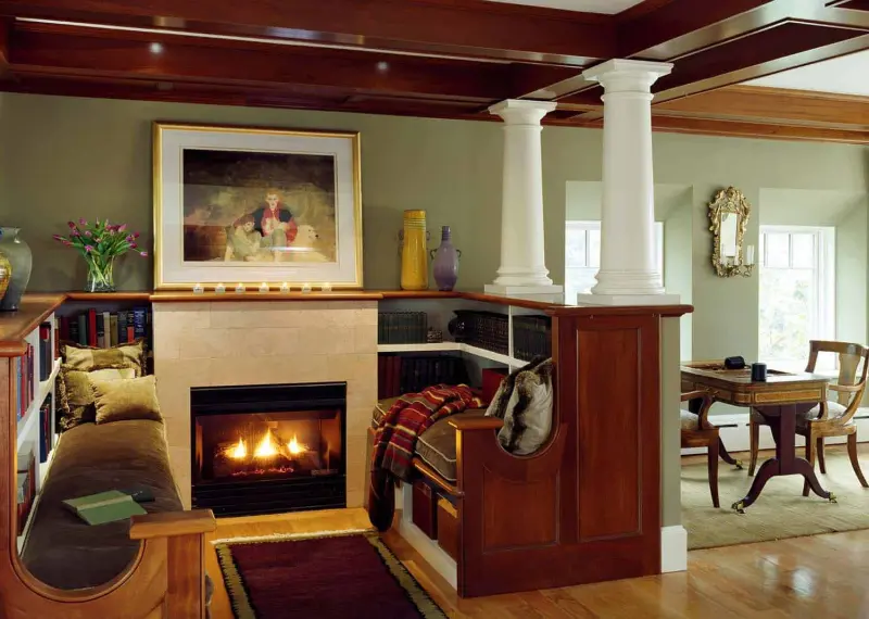 Create an Inviting and Cozy Reading Nook by fireplace