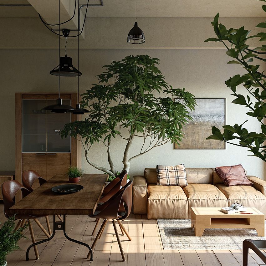 Add a bit of greenery to the Japandi style home