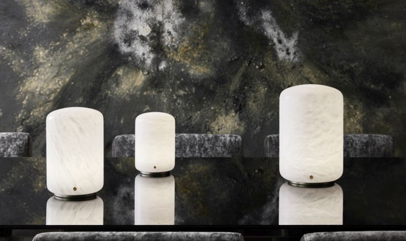 Capsule Table Lamps by Foster & Partners are Crafted from Alabaster Rock