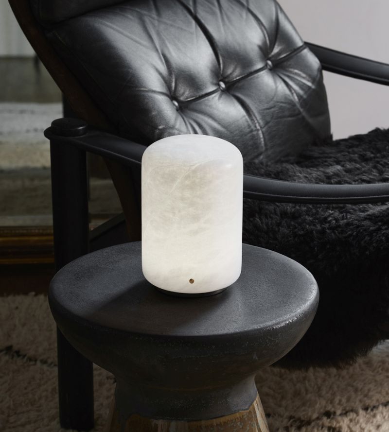 Capsule Table Lamps by Foster & Partners are Crafted from Alabaster Rock