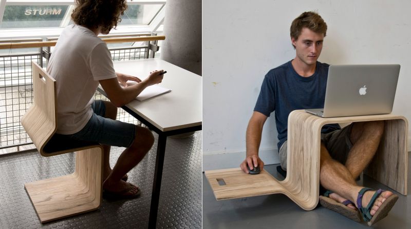 ChairPF by Daniel Dieremeir becomes a table as well - multifunctional furniture ideas 