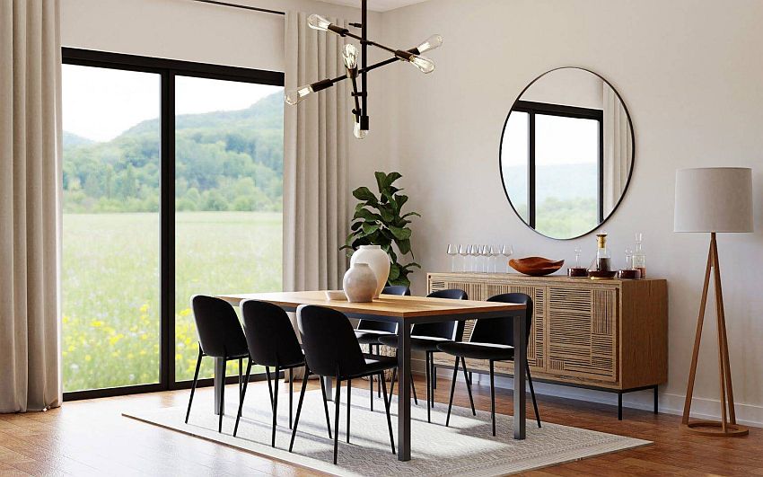 Gorgeous contemporary dining room with japandi style