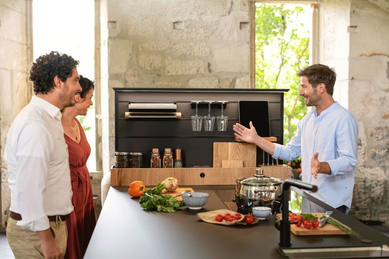 Insel Plus Kitchen Island Features Suspension Storage Shelves