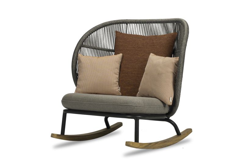 Kodo Rocking Chair Features Large Back Made of Acrylic Rope