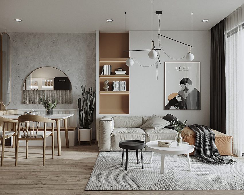 Neutral hues coupled with Japandi influences in the living room