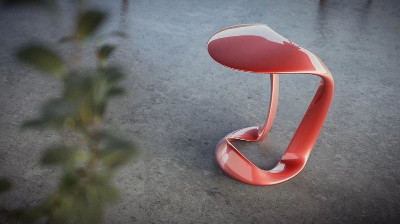 Segda Seat & Coffee Table Features Calligraphic Lines and Curves