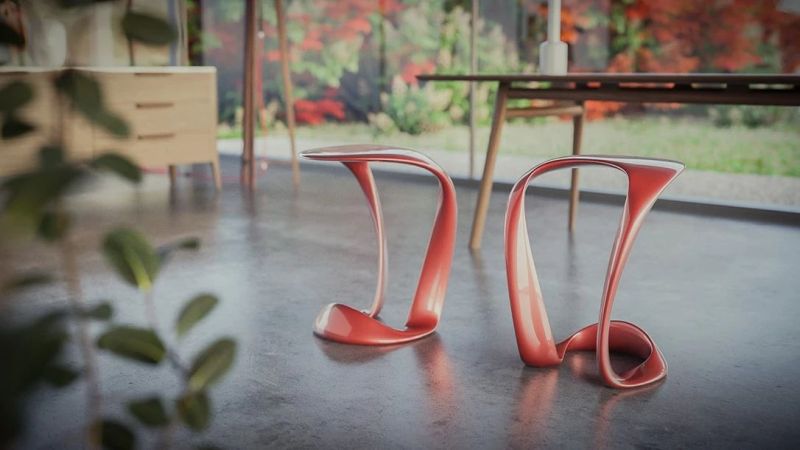 Segda Seat & Coffee Table Features Calligraphic Lines and Curves