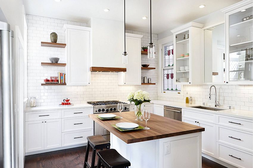 Small modern wood and white kitchen