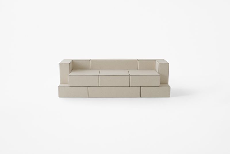 Soft Brick Modular Sofa by Nendo Comes with Square-Shaped Cushions