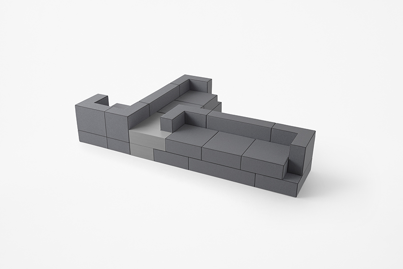 Soft Brick Modular Sofa by Nendo Comes with Square-Shaped Cushions