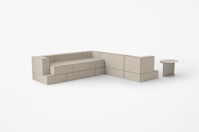 Soft Brick Modular Sofa by Nendo Comes with Square-Shaped Cushions