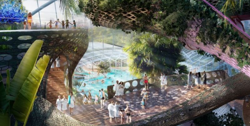 Therme Manchester Wellness resort will Include World's First "Living Waterslides