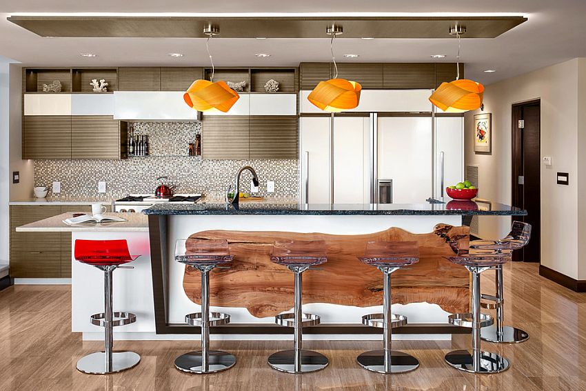 Add a gorgeous piece of live-edge wood to your kitchen island