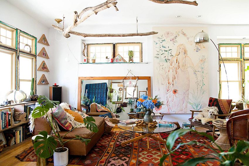 Awesome boho chic l living room in white