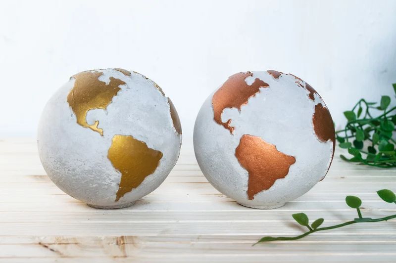 Concrete Copper Globe Etsy