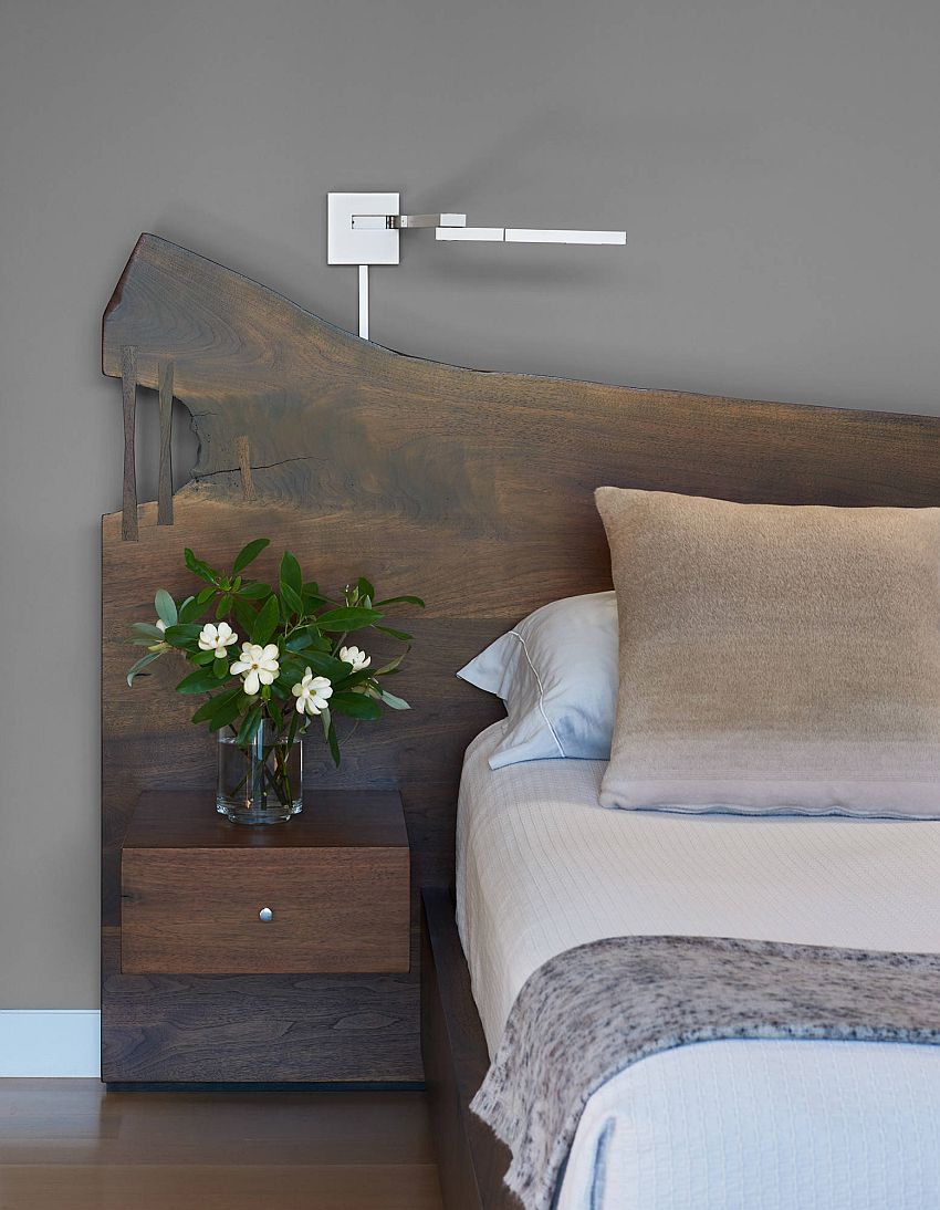 Give the bedroom something unique with a live-edge headboard