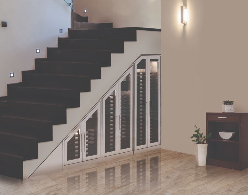 space under stairs as wine storage 