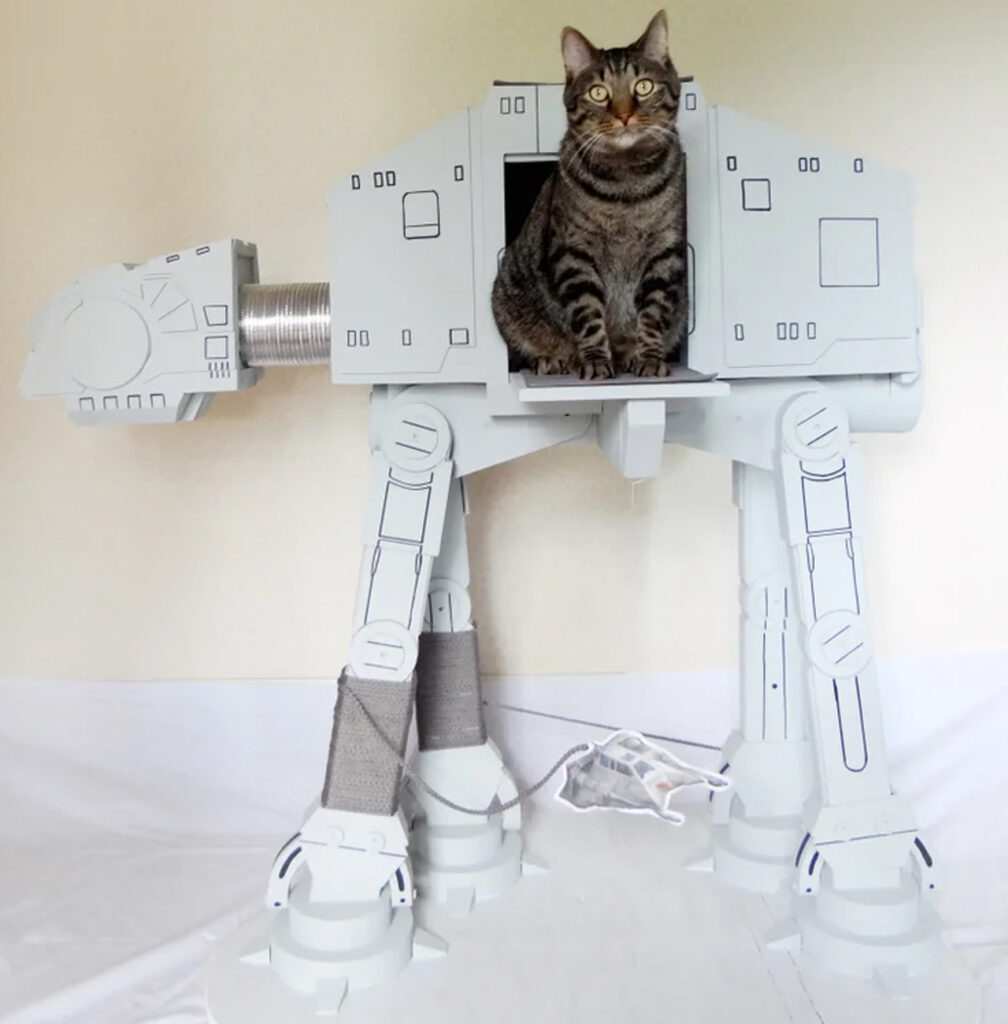 DIYer builds an Impactful Star Wars AT-AT-Inspired Cat House